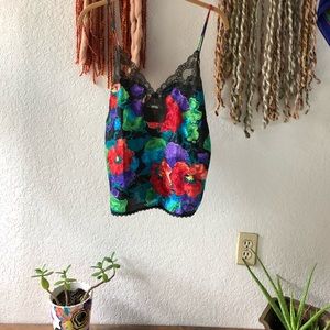 Vintage floral silky tank